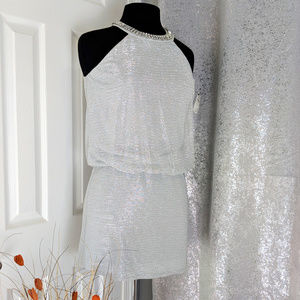 🆕 Laundry Cocktail Silver Metallic Dress Sz 4